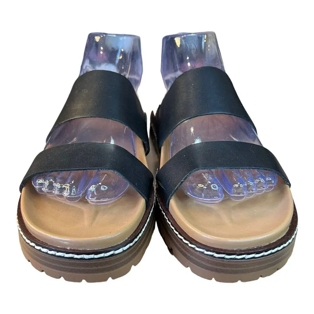 Sz 7.5‎ Madewell Women's Preston Sporty Slides True Black ND955